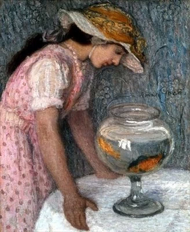 Ragazza con un pesce rosso